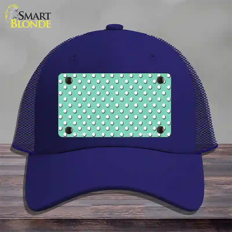 Mint Polka Dot Novelty License Plate Hat Mesh / Royal Blue
