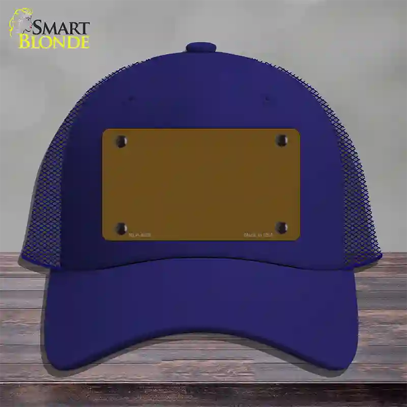 Brown Solid Novelty License Plate Hat Mesh / Royal Blue