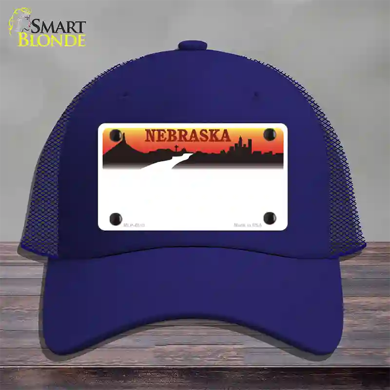 Nebraska Amber State Blank Novelty License Plate Hat Mesh / Royal Blue