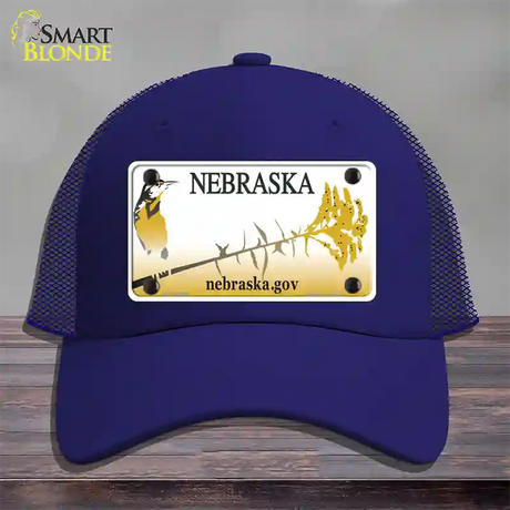 Nebraska Blank Novelty License Plate Hat Mesh / Royal Blue