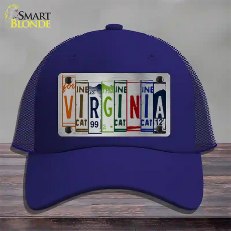 Virginia License Plate Art Novelty License Plate Hat Mesh / Royal Blue