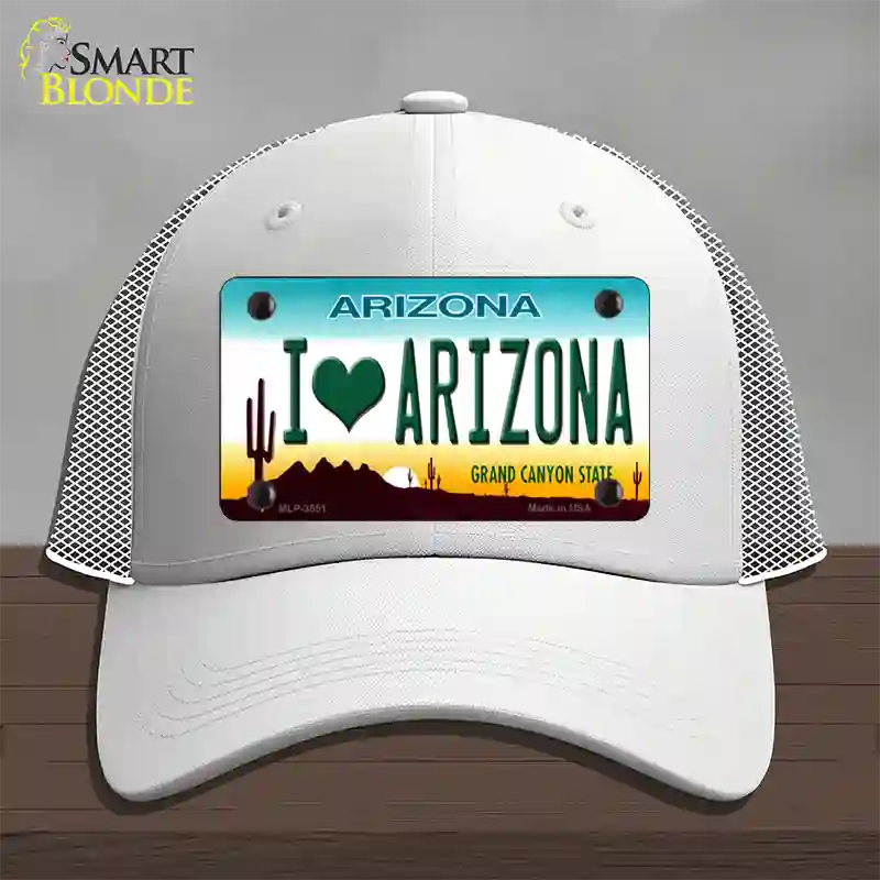 I Love Arizona Novelty License Plate Hat Mesh / White