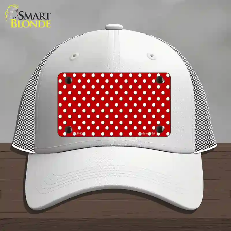 Red Polka Dot Novelty License Plate Hat Mesh / White
