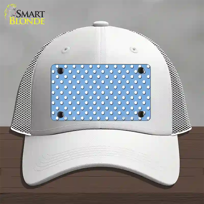 Light Blue Polka Dot Novelty License Plate Hat Mesh / White