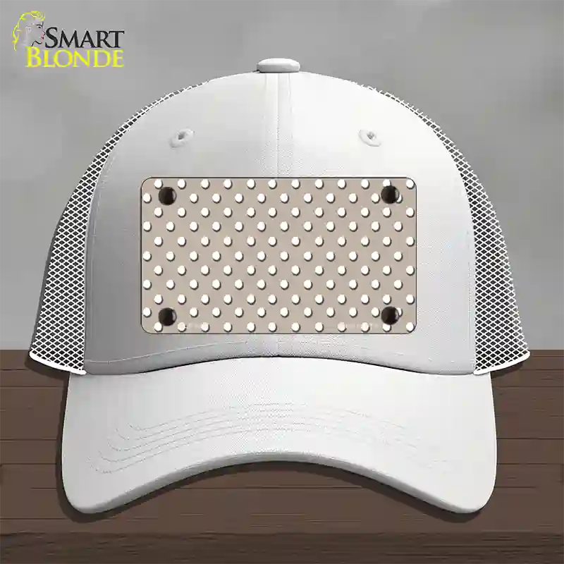 Tan Polka Dot Novelty License Plate Hat Mesh / White