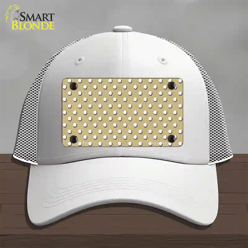 Gold Polka Dot Novelty License Plate Hat Mesh / White