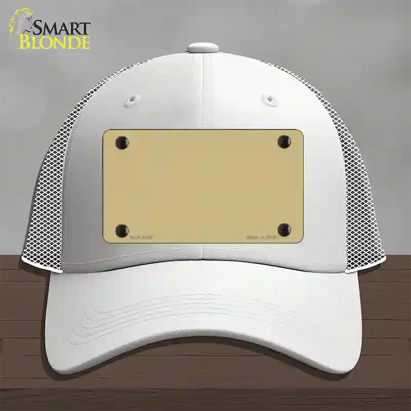 Gold Solid Novelty License Plate Hat Mesh / White