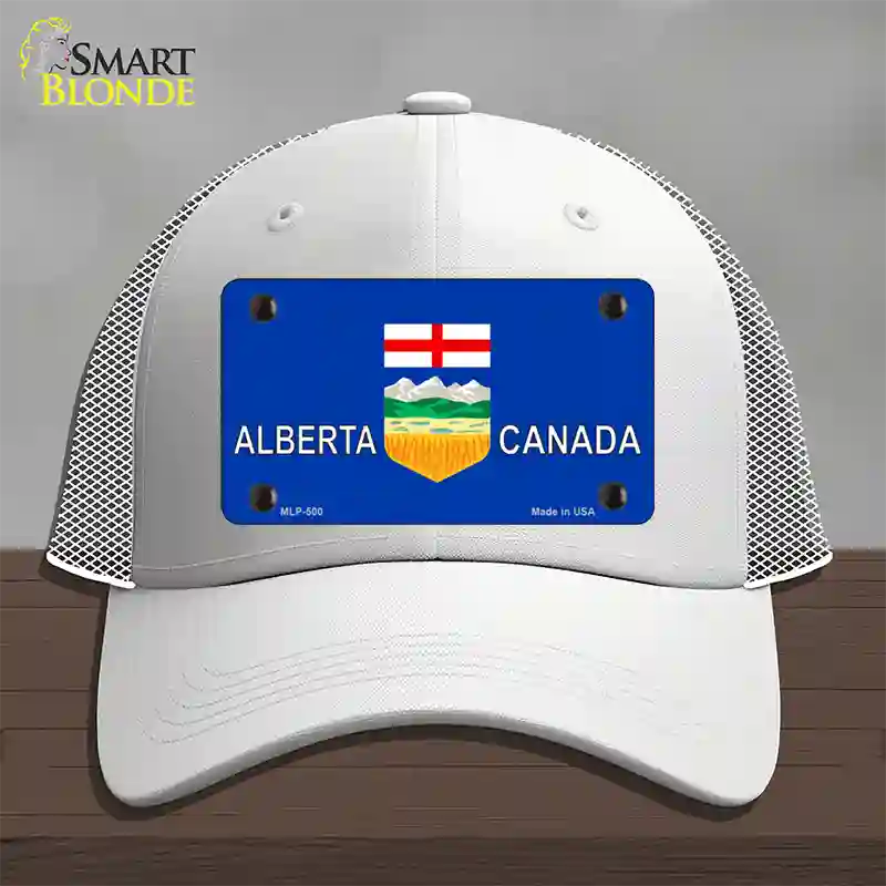 Alberta Canada Novelty License Plate Hat Mesh / White