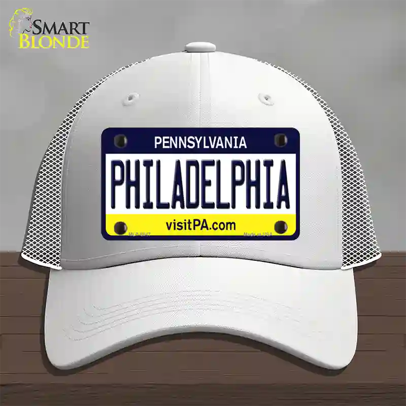 Philadelphia Pennsylvania State Novelty License Plate Hat Mesh / White
