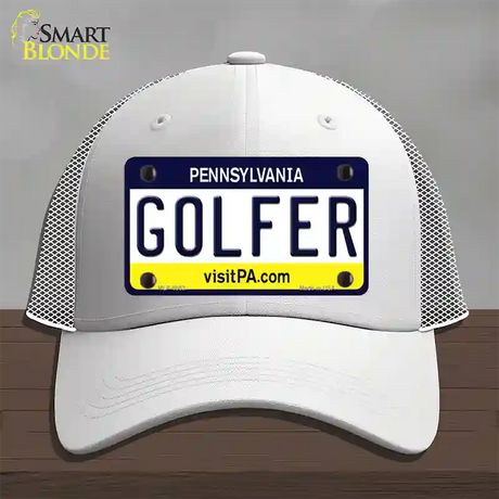 Golfer Pennsylvania State Novelty License Plate Hat Mesh / White