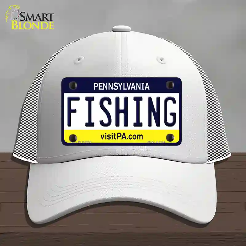 Fishing Pennsylvania State Novelty License Plate Hat Mesh / White