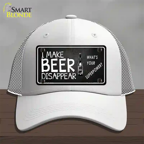 I Make Beer Disappear Novelty License Plate Hat Mesh / White
