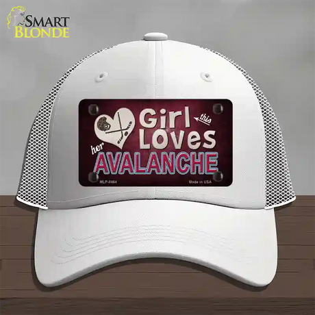 This Girl Loves Her Avalanche Novelty License Plate Hat Mesh / White