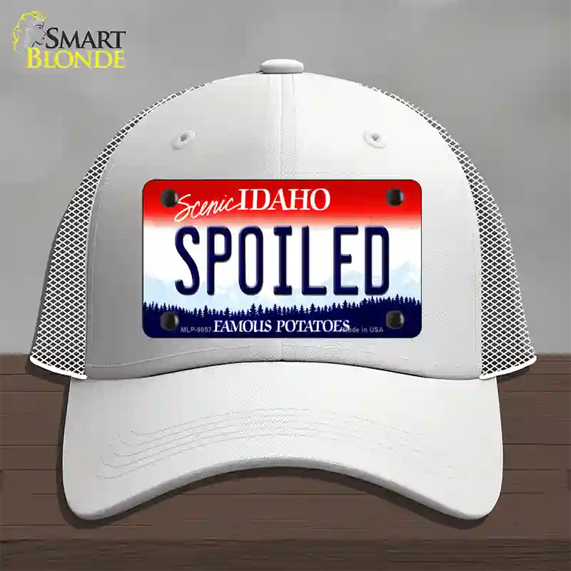 Spoiled Idaho Novelty License Plate Hat Mesh / White
