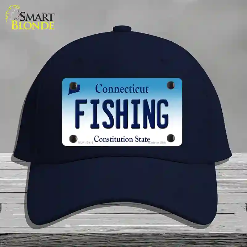 Fishing Connecticut Novelty License Plate Hat Cotton / Navy