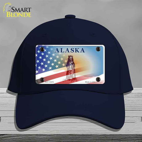 Alaska Bear with American Flag Novelty License Plate Hat HAT-MLP-12478