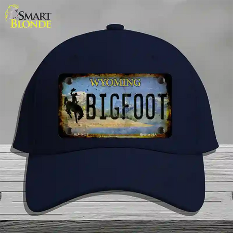 Bigfoot Wyoming Novelty License Plate Hat Tag Cotton / Navy