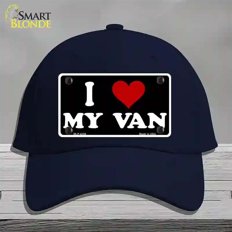 I Love My Van Black Novelty License Plate Hat Cotton / Navy