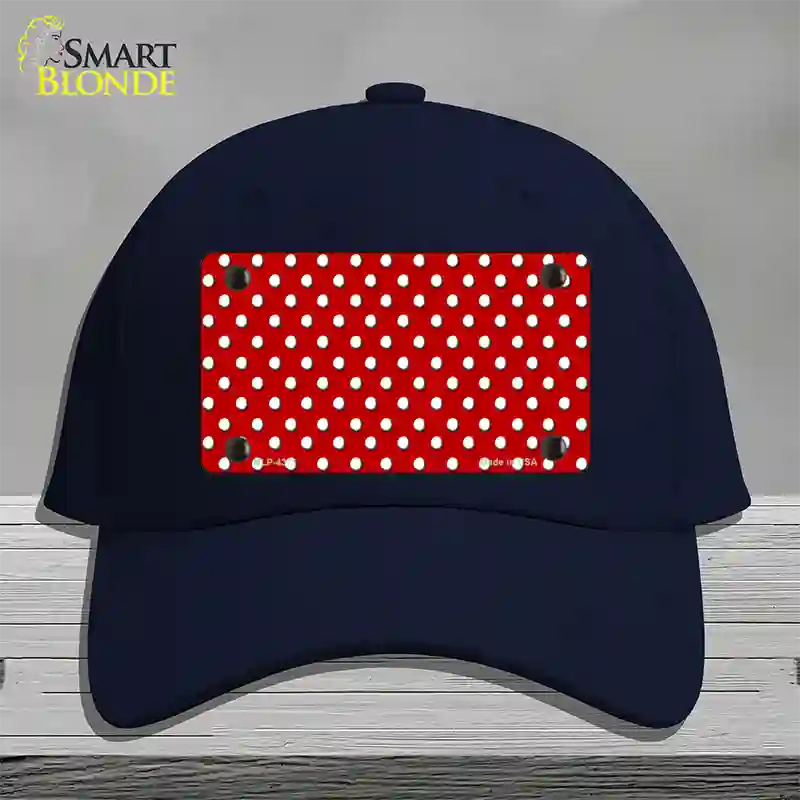 Red Polka Dot Novelty License Plate Hat Cotton / Navy