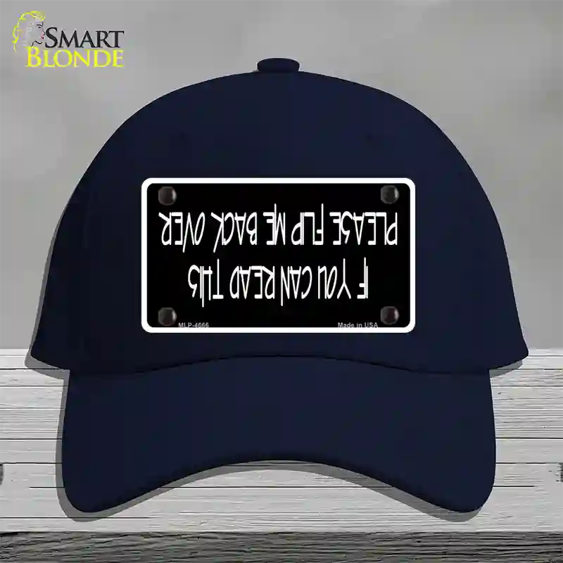 Flip Me Over Metal Novelty License Plate Hat Cotton / Navy