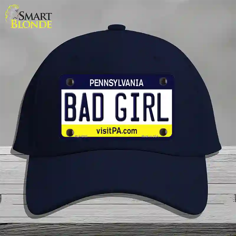 Bad Girl Pennsylvania State Novelty License Plate Hat Cotton / Navy