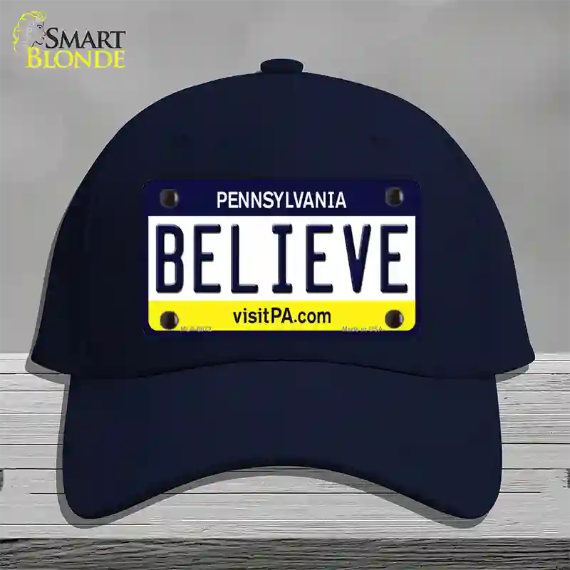 Believe Pennsylvania State Novelty License Plate Hat Cotton / Navy