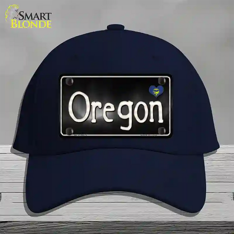Oregon Flag Script Novelty License Plate Hat Cotton / Navy
