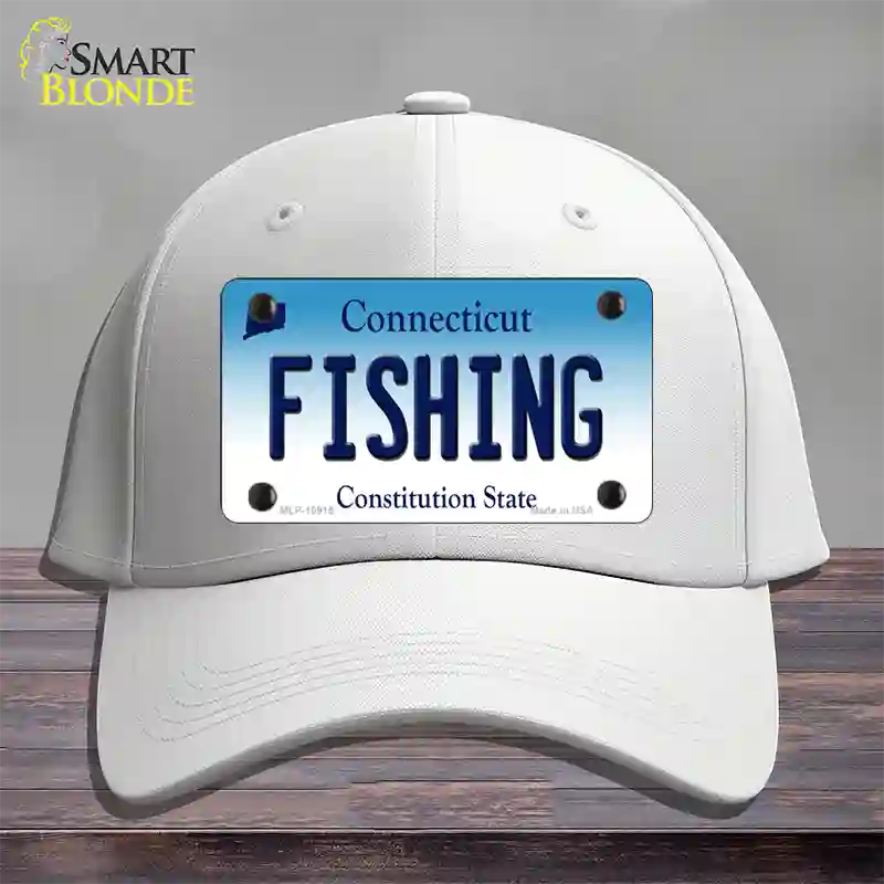 Fishing Connecticut Novelty License Plate Hat Cotton / White