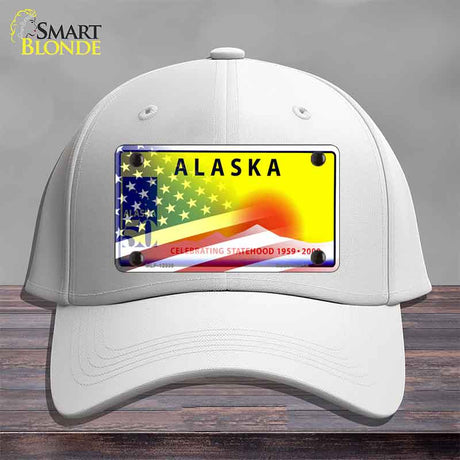 Alaska with American Flag Novelty License Plate Hat HAT-MLP-12330