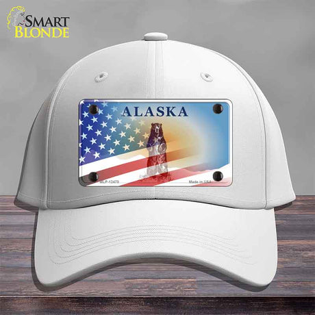 Alaska Bear with American Flag Novelty License Plate Hat HAT-MLP-12478