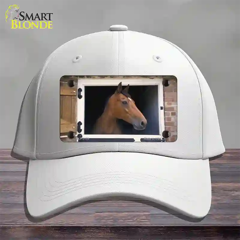 Horse In Barn Novelty License Plate Hat Cotton / White