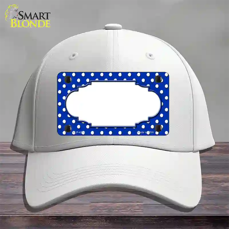 Scallop Blue White Polka Dot Novelty License Plate Hat Cotton / White
