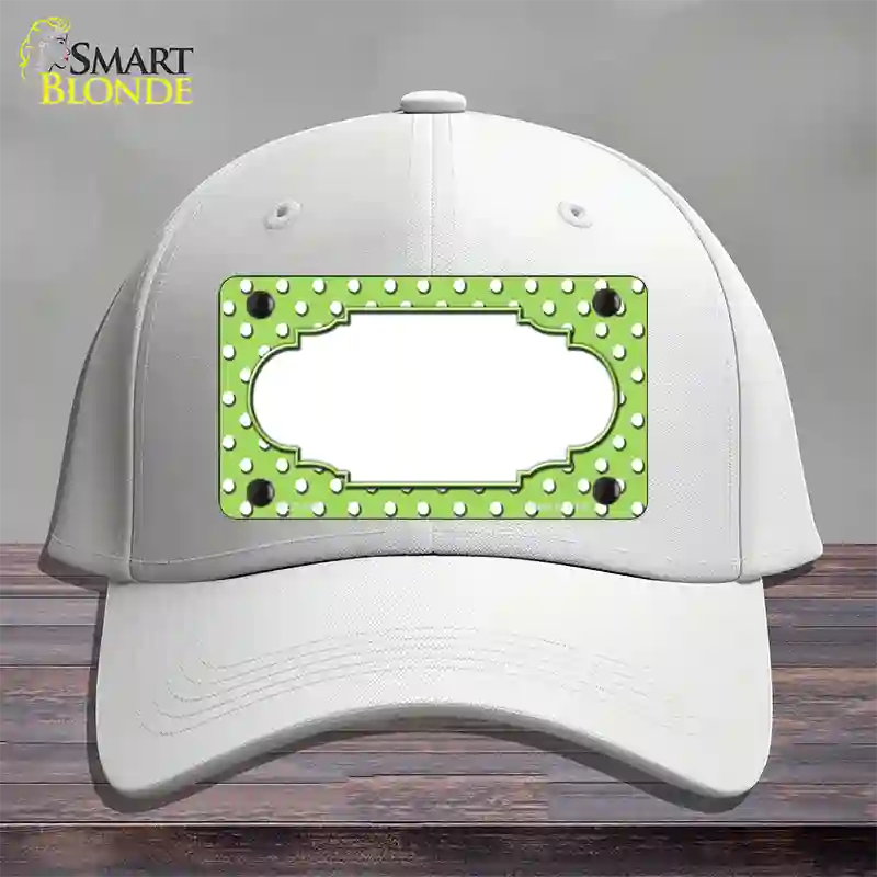 Scallop Lime Green White Polka Dot Novelty License Plate Hat Cotton / White