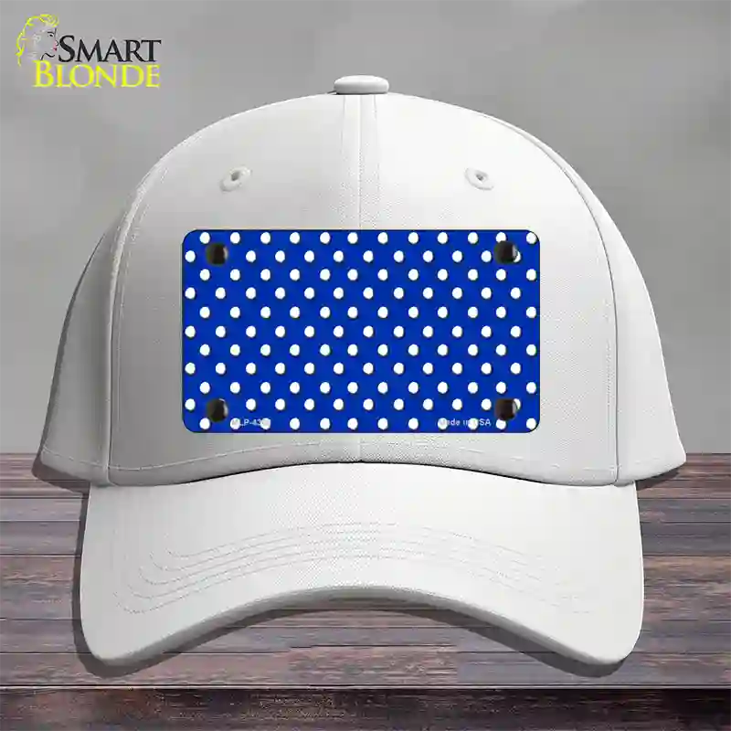 Blue Polka Dot Novelty License Plate Hat Cotton / White