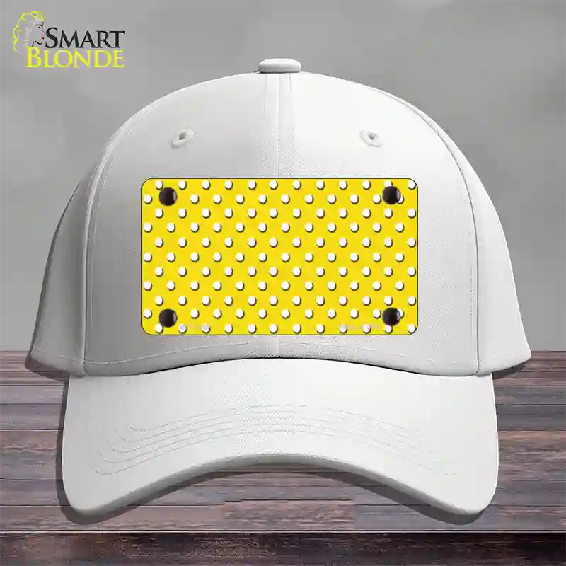 Yellow Polka Dot Novelty License Plate Hat Cotton / White