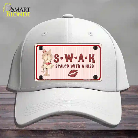 Sealed With A Kiss Kitty Novelty License Plate Hat Cotton / White