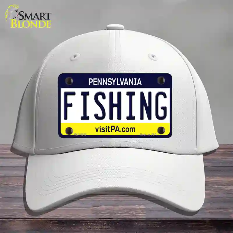 Fishing Pennsylvania State Novelty License Plate Hat Cotton / White
