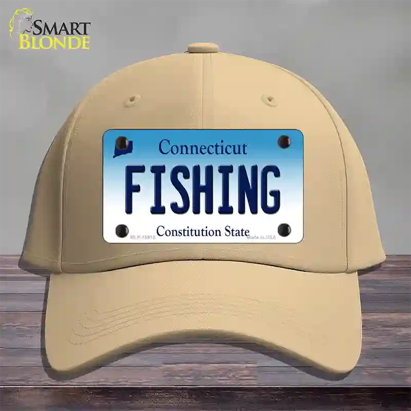 Fishing Connecticut Novelty License Plate Hat Cotton / Khaki