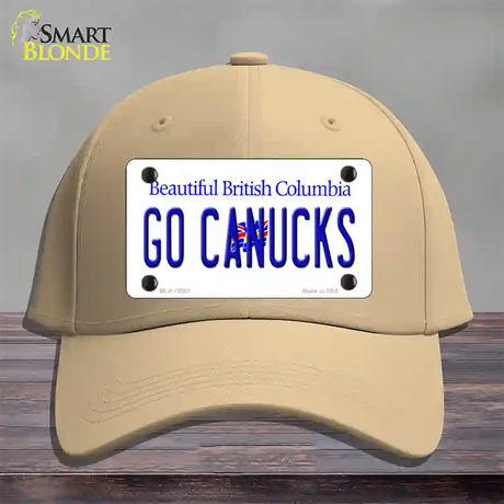 Go Canucks Novelty License Plate Hat Tag Cotton / Khaki