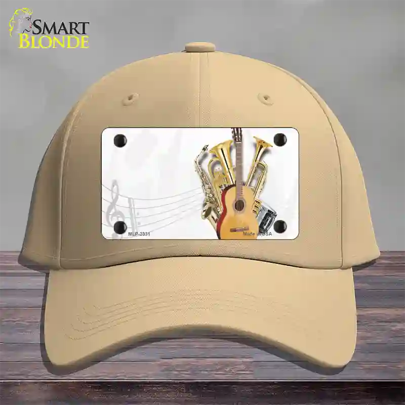 Musical Instruments Offset Novelty License Plate Hat Cotton / Khaki