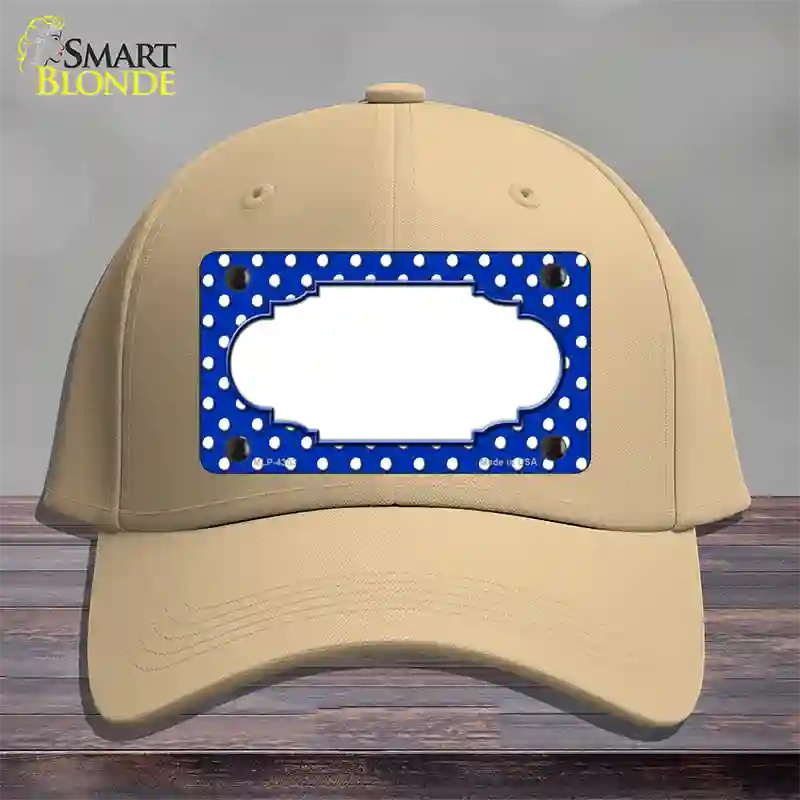 Scallop Blue White Polka Dot Novelty License Plate Hat Cotton / Khaki