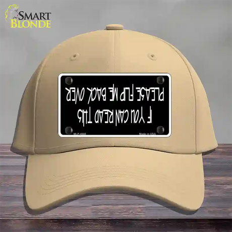 Flip Me Over Metal Novelty License Plate Hat Cotton / Khaki