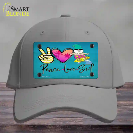 Peace Love Surf Novelty License Plate Hat Cotton / Gray