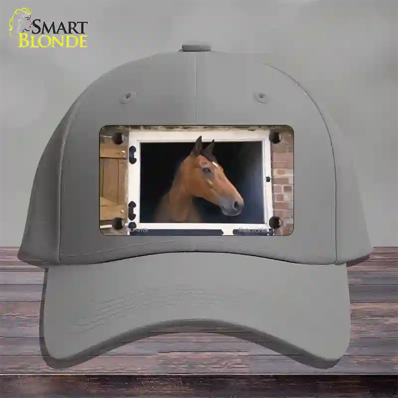 Horse In Barn Novelty License Plate Hat Cotton / Gray