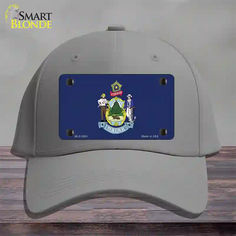 Maine State Flag Novelty License Plate Hat Cotton / Gray