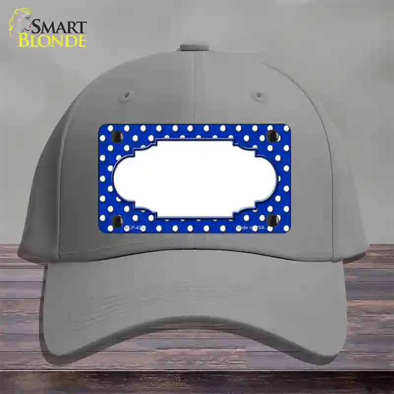 Scallop Blue White Polka Dot Novelty License Plate Hat Cotton / Gray