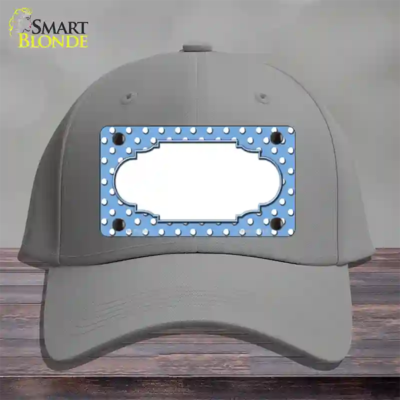 Scallop Light Blue White Polka Dot Novelty License Plate Hat Cotton / Gray