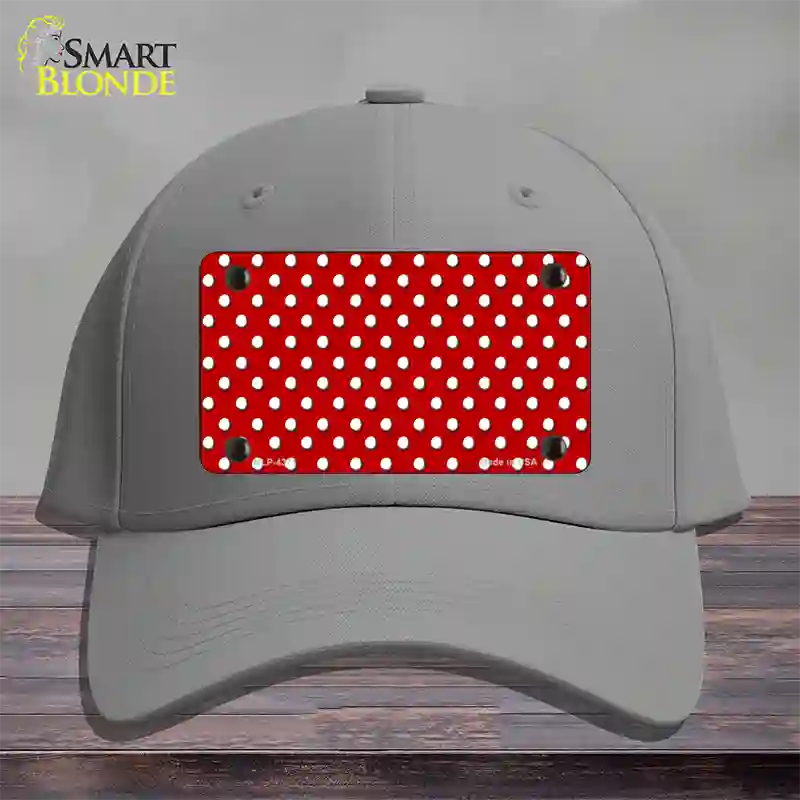 Red Polka Dot Novelty License Plate Hat Cotton / Gray