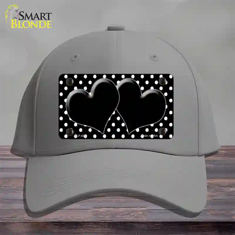 Black White Polka Dot Center Hearts Novelty License Plate Hat Cotton / Gray