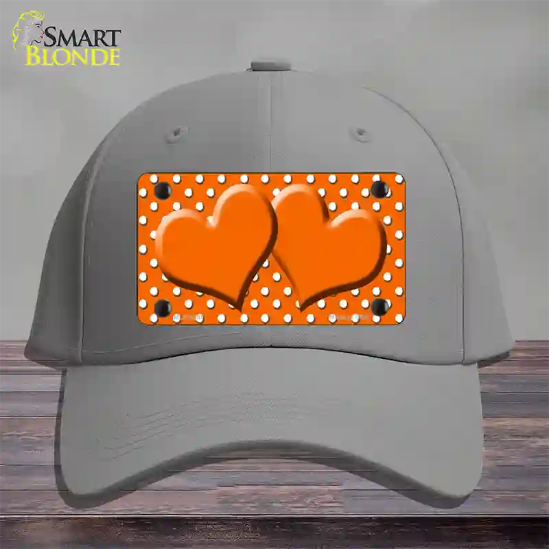 Orange White Polka Dot Center Hearts Novelty License Plate Hat Cotton / Gray